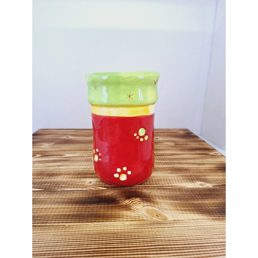 FOR YOUR Dog‎ Treats Ceramic Cookie Jar Vintage Stocking Christmas No Lid 